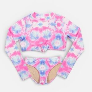 Shade Critters Girls Cropped Cotton Candy 2pc Rashguard Bikini Set – Size 7